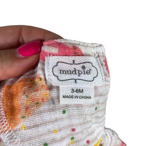 Mud Pie Popsicle Novelty Print Gauzy Muslin Dress Baby Size 0-3 Months White - Picture 7 of 9
